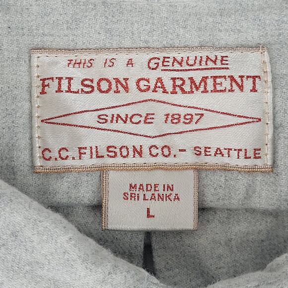 Filson Alaskan Guide Flannel Shirt Light Grey | Men's Sz L - Picture 6 of 7